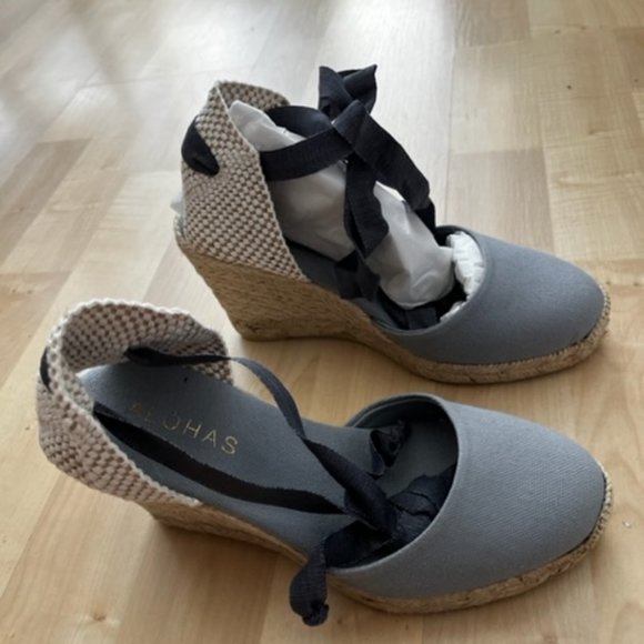 Size 5 NEW Alohas Espadrille Wedge- Grey Canvas - Picture 4 of 4